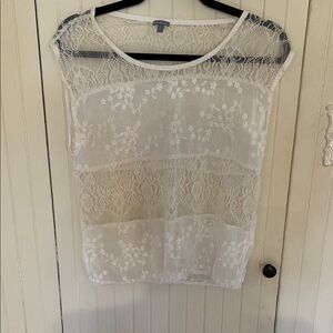 Charlotte Russe Sheer White Lace Blouse